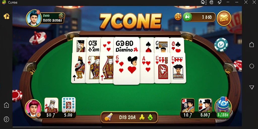 Tampilan gameplay seru dalam 7CONE, aplikasi domino terbaik.