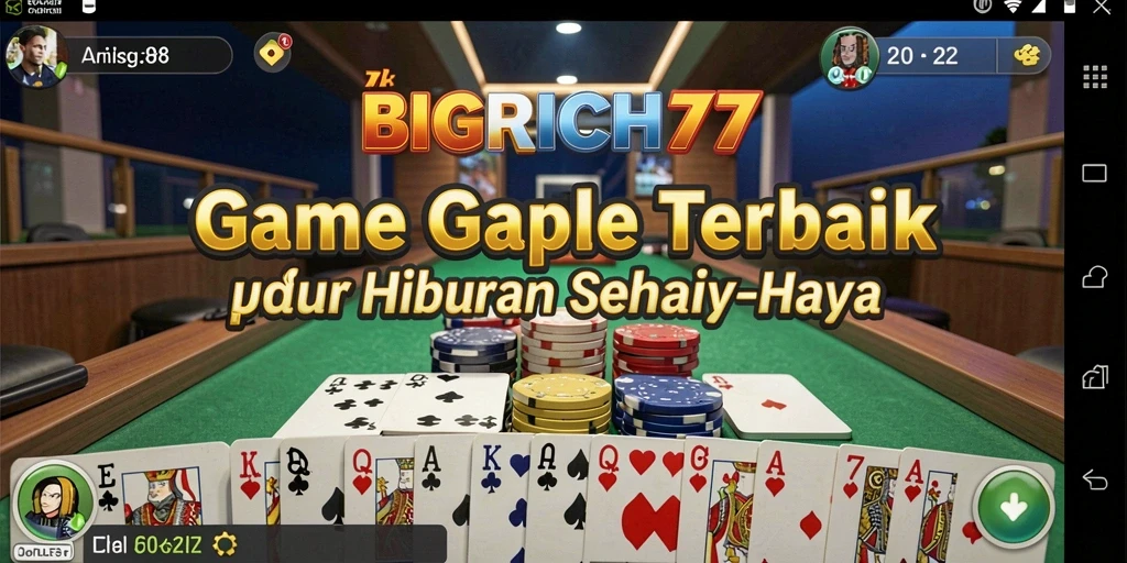 Tampilan screenshot utama BIGRICH77 yang menunjukkan keseruan bermain Gaple.