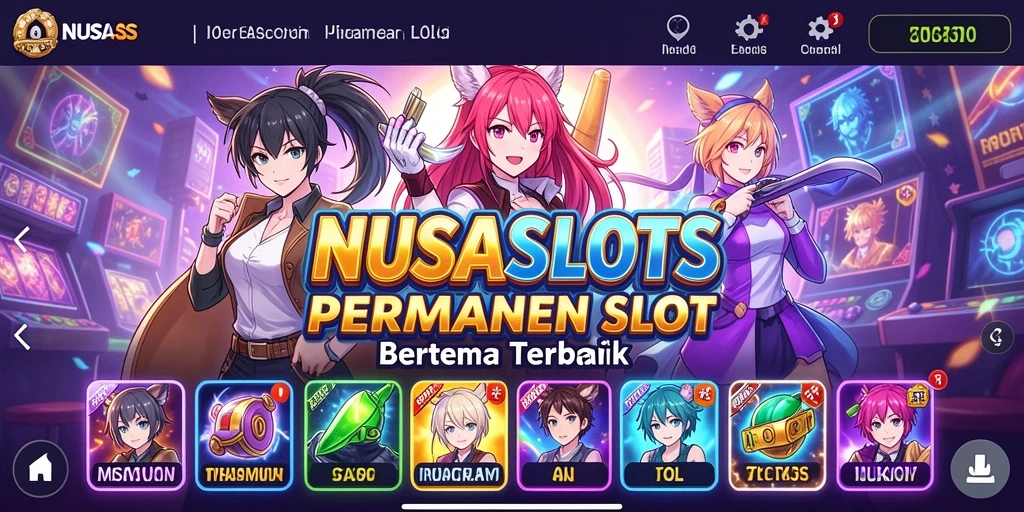 Tampilan gameplay NUSASLOTS dengan karakter anime yang menarik.
