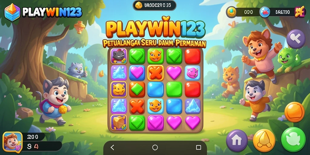 Screenshot menunjukkan gameplay seru dan menantang dari PLAYWIN123 Match-3.