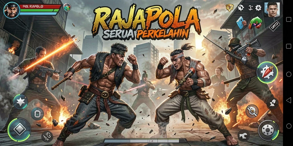 Tampilan gameplay aksi dan perkelahian mendebarkan RAJAPOLA.