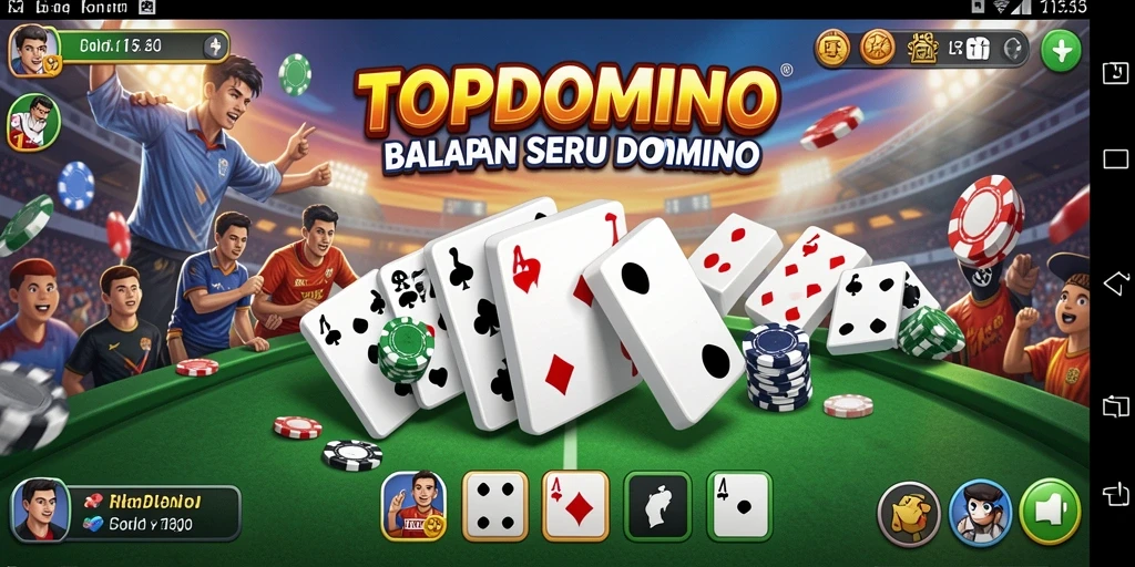 Tampilan gameplay balapan yang seru di TOPDOMINO.